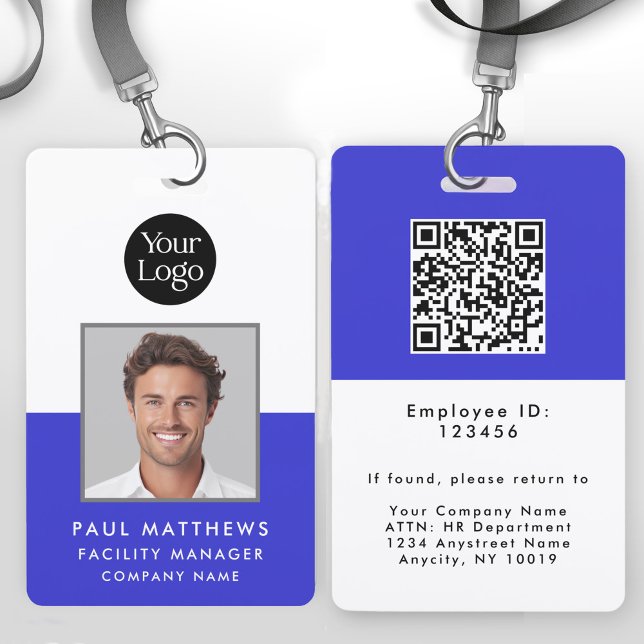 Cobalt Blue Employee Photo Company ID  Badge (Creator Uploaded)