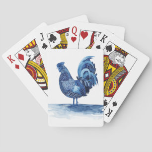Cobalt Blue Farm Animals - Rooster Playing Cards