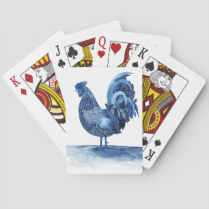 Cobalt Blue Farm Animals - Rooster Playing Cards