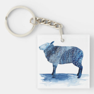Cobalt Blue Farm Animals - Sheep Key Ring