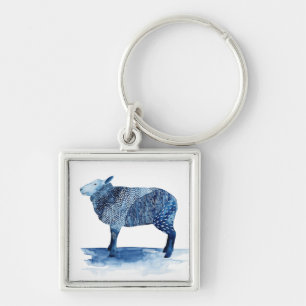 Cobalt Blue Farm Animals - Sheep Key Ring