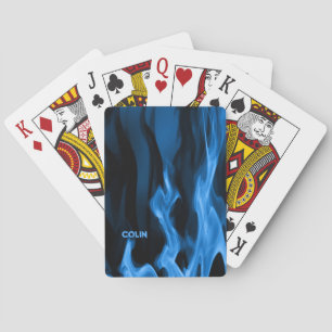 Cobalt Blue Flames Bicycle Playing Cards