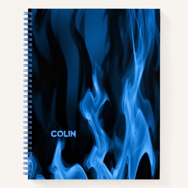 Cobalt Blue Flames | Personalised Spiral Notebook (Front)