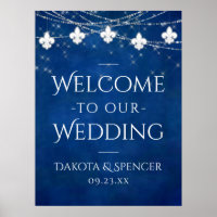 Cobalt Blue Fleur de Lis Light | Wedding Welcome