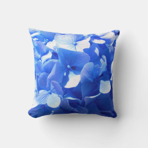 Cobalt blue floral elegant blue hydrangeas  cushion