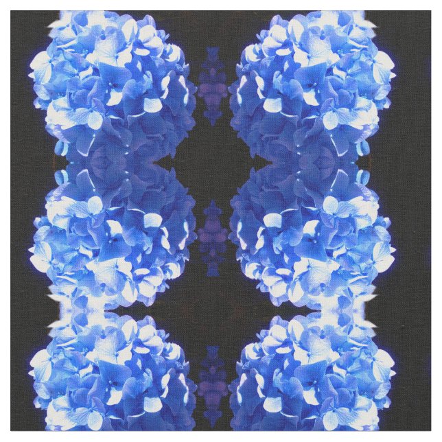 Cobalt blue floral elegant blue hydrangeas  fabric (Close Up)