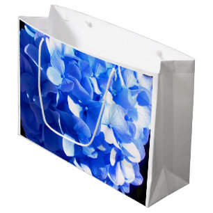 Cobalt blue floral elegant blue hydrangeas large gift bag