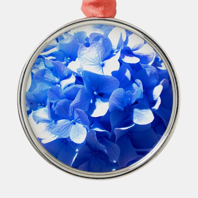 Cobalt blue floral elegant blue hydrangeas  metal tree decoration (Front)