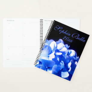 Cobalt blue floral elegant blue hydrangeas  planner