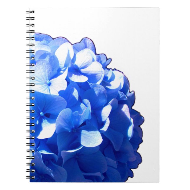 Cobalt blue floral elegant blue hydrangeas  spiral notebook (Front)