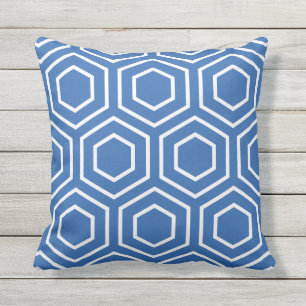 Cobalt Blue Geometric Pattern Outdoor Pillows