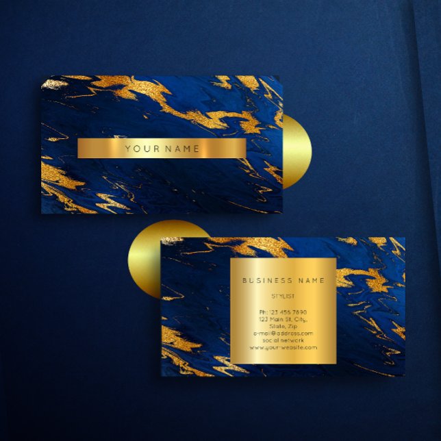 Cobalt Blue Gold Marble Vip Business Card (Cobalt Blue Gold Marble Vip Business Card)