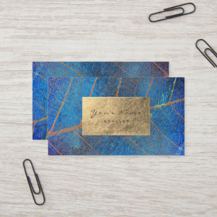 Cobalt Blue Gold Sapphire Sepia Foil Botanical Business Card