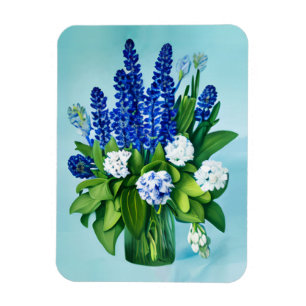 Cobalt Blue Hyacinths and Hydrangeas Magnet