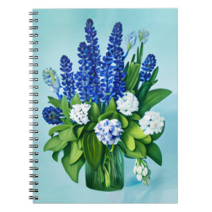Cobalt Blue Hyacinths and Hydrangeas Notebook