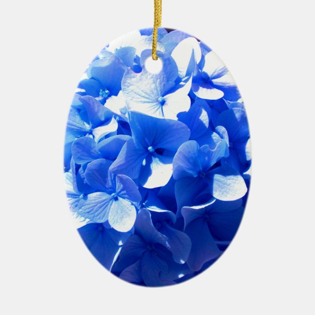 Cobalt Blue Hydrangea Ceramic Tree Decoration (Front)