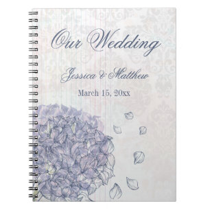 Cobalt blue hydrangea flower wedding planner notebook