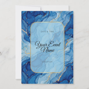 Cobalt Blue Ink Gold Vein Frame Invitation