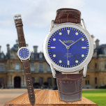Cobalt Blue Lapis Dial Custom Name<br><div class="desc">The gemstone on this watch dial is digitally reproduced and not a real gemstone. Add your name to this watch,  click "Personalise this template". Need help? Message me leonbience@rogers.com</div>