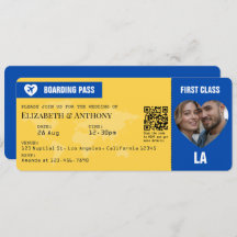 Cobalt Blue & Lemon Yellow Boarding Pass Wedding