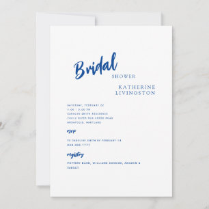 Cobalt Blue Mediterranean Bridal Shower Invitation