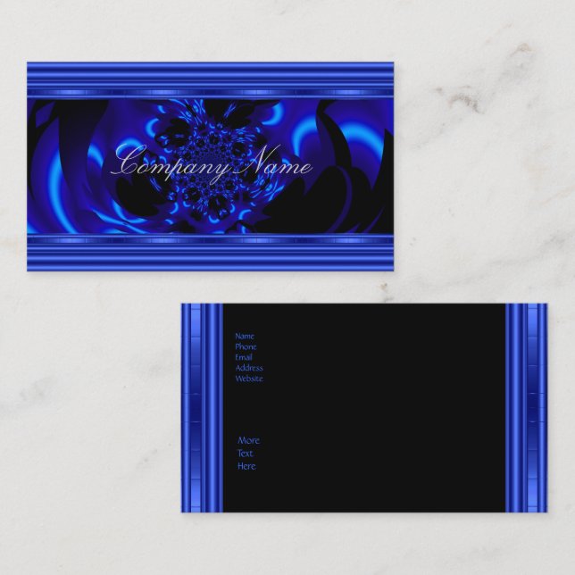 Cobalt Blue Metal Abstract Business Card Black (Front/Back)