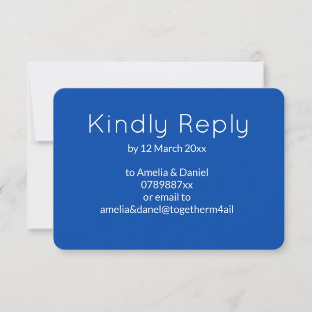 Cobalt Blue Minimalist RSVP Card (Front)