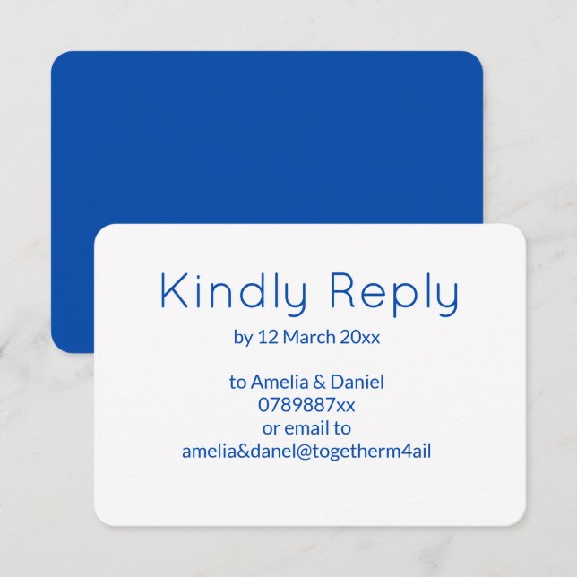 Cobalt Blue Minimalist RSVP Card (Front/Back)