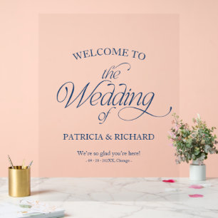 Cobalt Blue Modern Minimalist Wedding Welcome Sign