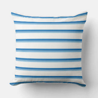 Cobalt Blue Modern Nautical Stripes Cushion