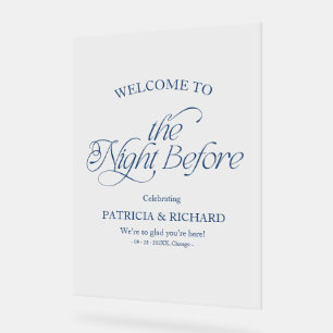 Cobalt Blue Modern The Night Before Welcome Sign