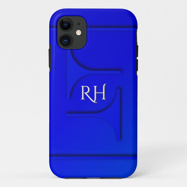 Cobalt Blue Monogram Case-Mate iPhone Case (Back)
