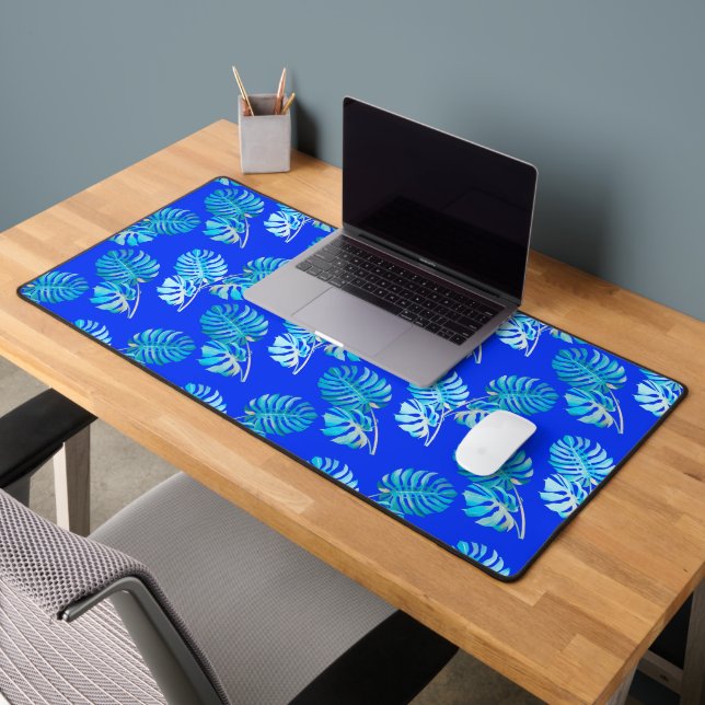 Cobalt Blue Monstera Breeze Desk Mat (Office 2)