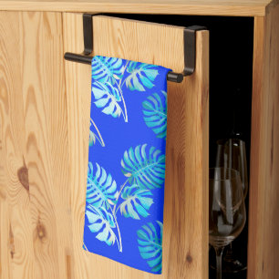 Cobalt Blue Monstera Breeze Tea Towel