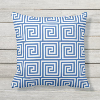 Cobalt Blue Outdoor Pillows Greek Key
