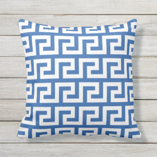 Cobalt Blue Outdoor Pillows Greek Pattern