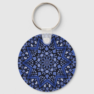 Cobalt blue pattern key ring