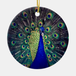 Cobalt Blue Peacock Ceramic Tree Decoration