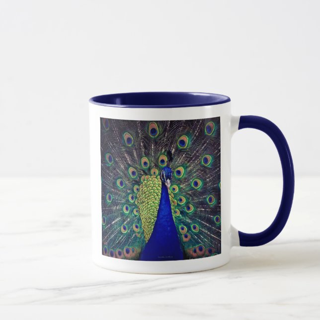 Cobalt Blue Peacock Coffee Mug (Right)