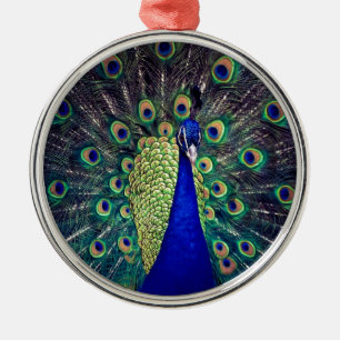 Cobalt Blue Peacock Metal Tree Decoration