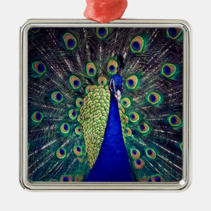 Cobalt Blue Peacock Metal Tree Decoration