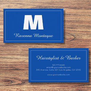 Cobalt Blue Personalised Monogram Letter Name Business Card