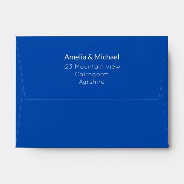 Cobalt Blue Personalised Wedding Envelopes (Back (Top Flap))