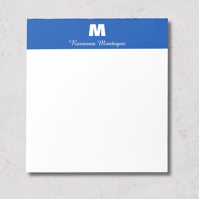 Cobalt Blue Personalized Name Letter Monogram Note (Creator Uploaded)