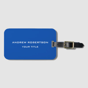 Cobalt Blue Plain Elegant Minimalist Simple Luggage Tag