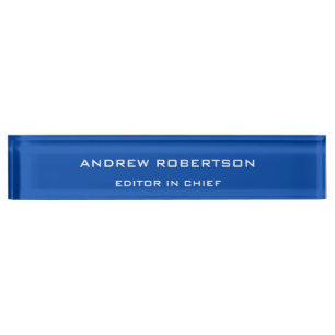 Cobalt Blue Plain Elegant Minimalist Simple Nameplate