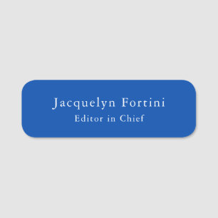 Cobalt Blue Plain Elegant Modern Minimalist Name Tag