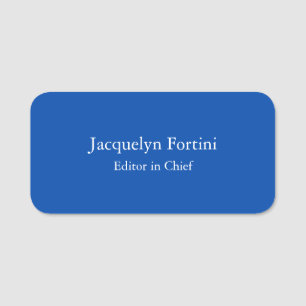 Cobalt Blue Plain Elegant Modern Minimalist Name Tag