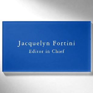 Cobalt Blue Plain Elegant Modern Minimalist Name Tag