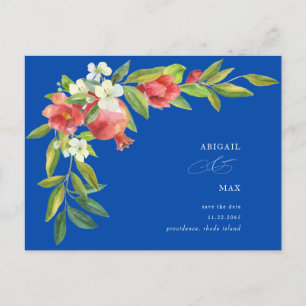 Cobalt Blue Pomegranate Wedding Save the Date  Postcard